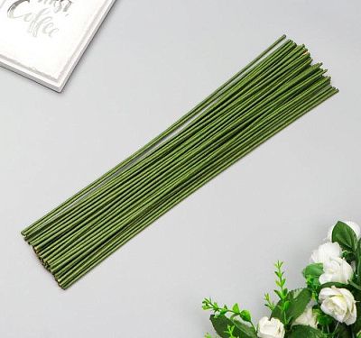 Проволока для изготовления искусственных цветов "Зелёная" 40 см сечение 0,5 мм, 30 шт