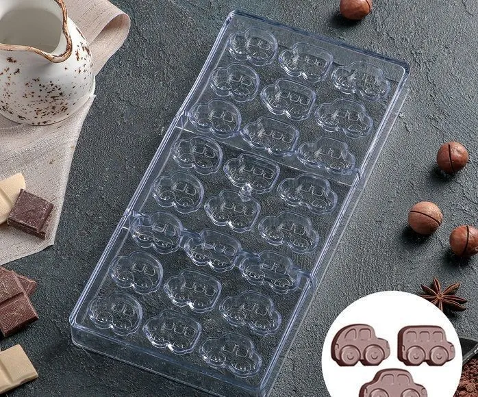 Форма для шоколада Машинки 28х14 см, 24 ячейки