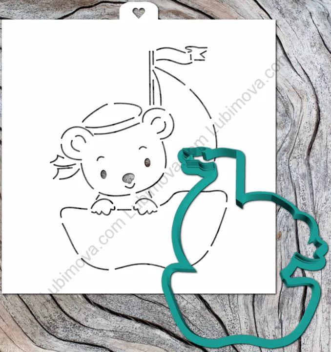 Al Форма + трафарет "Мишка Матрос" 11см