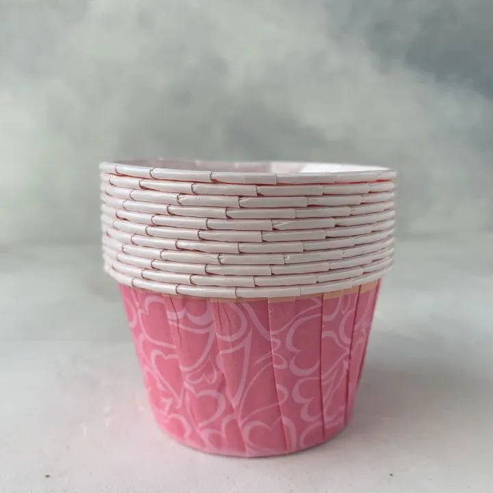 Форма/капсула бумажная "Маффин Розовые сердца" (10шт) 50х40 мм