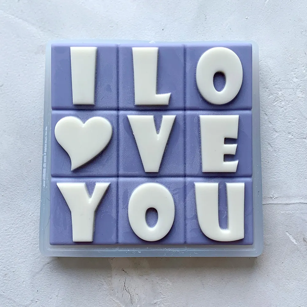 Силиконовая форма №513 "Плитка шоколада-I Love You"