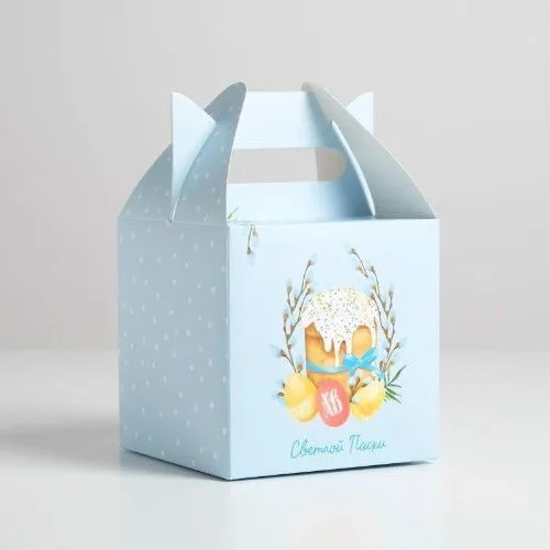 Коробка складная для кулича "Светлой Пасхи", 14х14х14 см