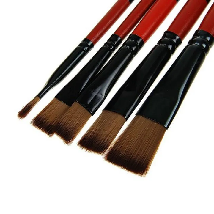 Набор плоских кистей, нейлон, 5 шт