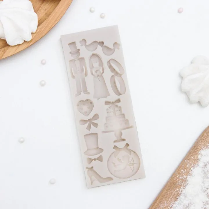 Силиконовая форма молд Свадебная атрибутика 16х6х0,9 см