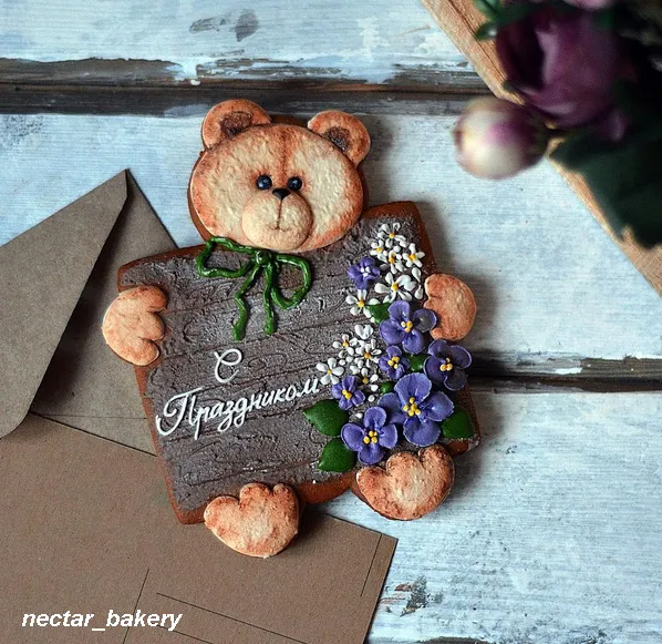 AL Форма "Мишка с открыткой" 11 см