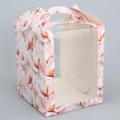 Коробка для кулича "Сакура", 15х15х18 см