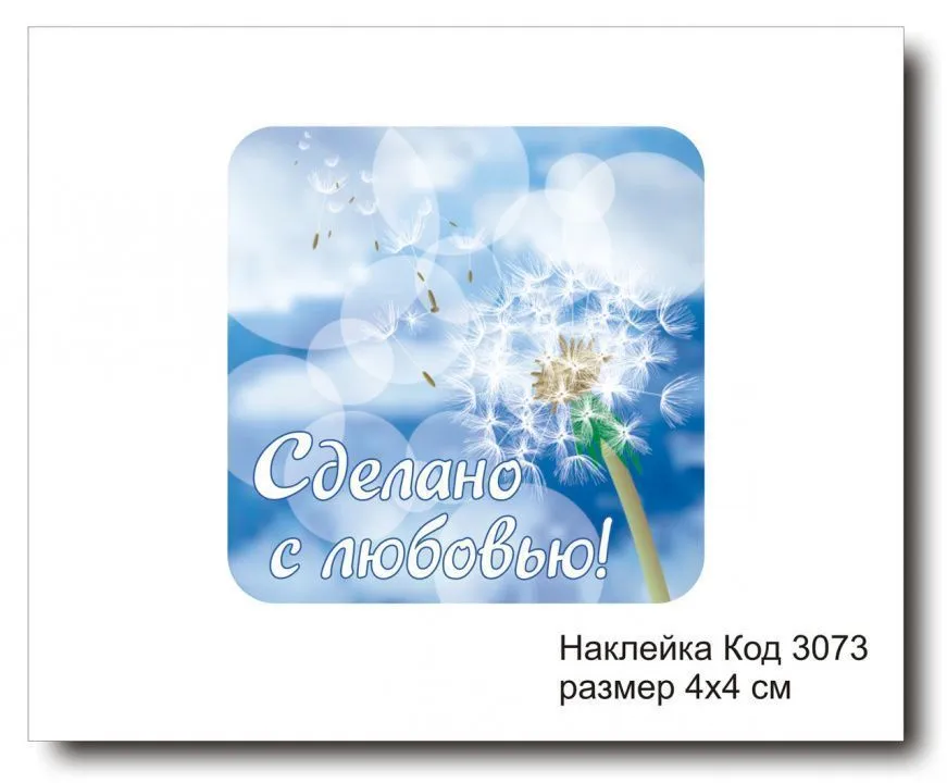 Набор наклеек "Сделано с любовью №3073"  4х4 см (10 шт)