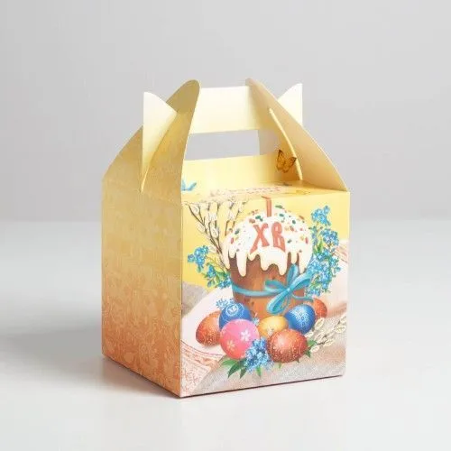 Коробка складная для кулича "Христос Воскресе", 14х14х14 см