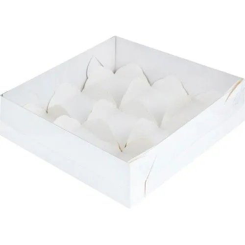 Коробка для 9 моти Белая с пластиковой крышкой, 17,5х17,5х5,5 см