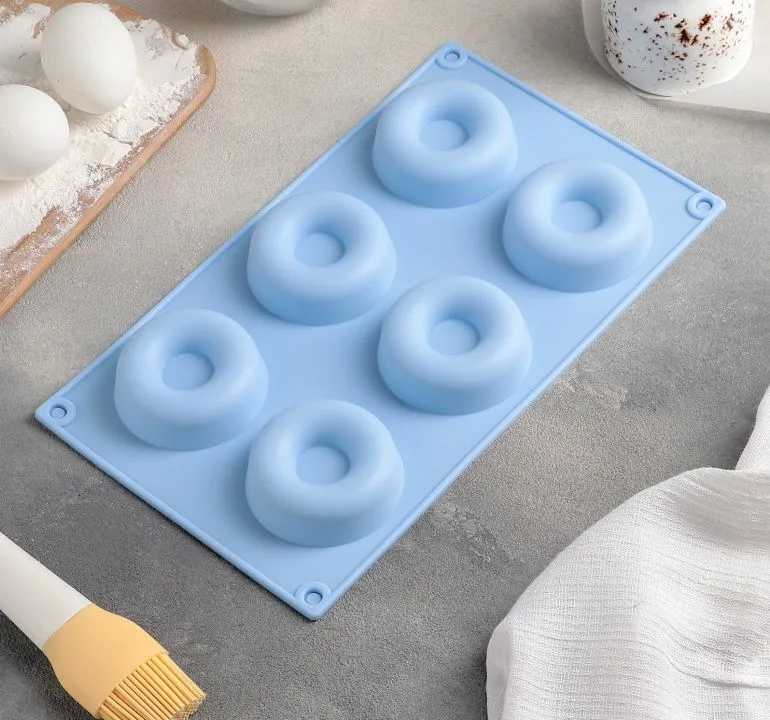 Форма для выпечки и муссовых десертов "Сладости.Пончики", 29х17х2 см, 6  ячеек