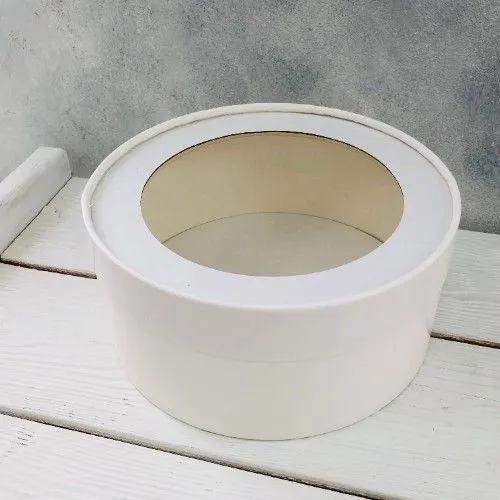 Коробка шляпная для зефира и макаронс Белая, d 16 см, h 7 см