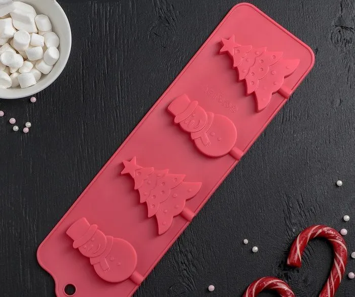 Силиконовая форма "Новый год", 31х9 см, 4 ячейки