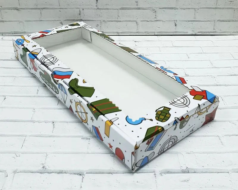 Коробка 23 февраля 18х12х3 см Микрогофрокартон