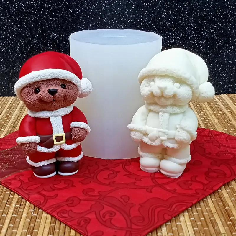 Силиконовая форма молд "Мишка Санта Клаус" №847