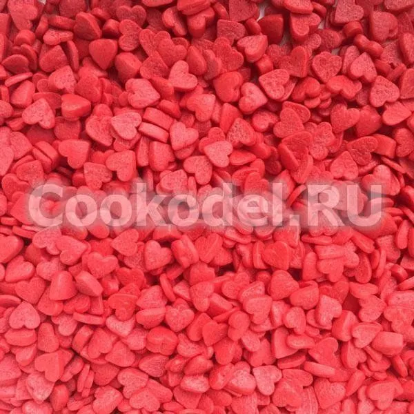 Посыпка Сердечки красные 6-7 мм, 100 гр