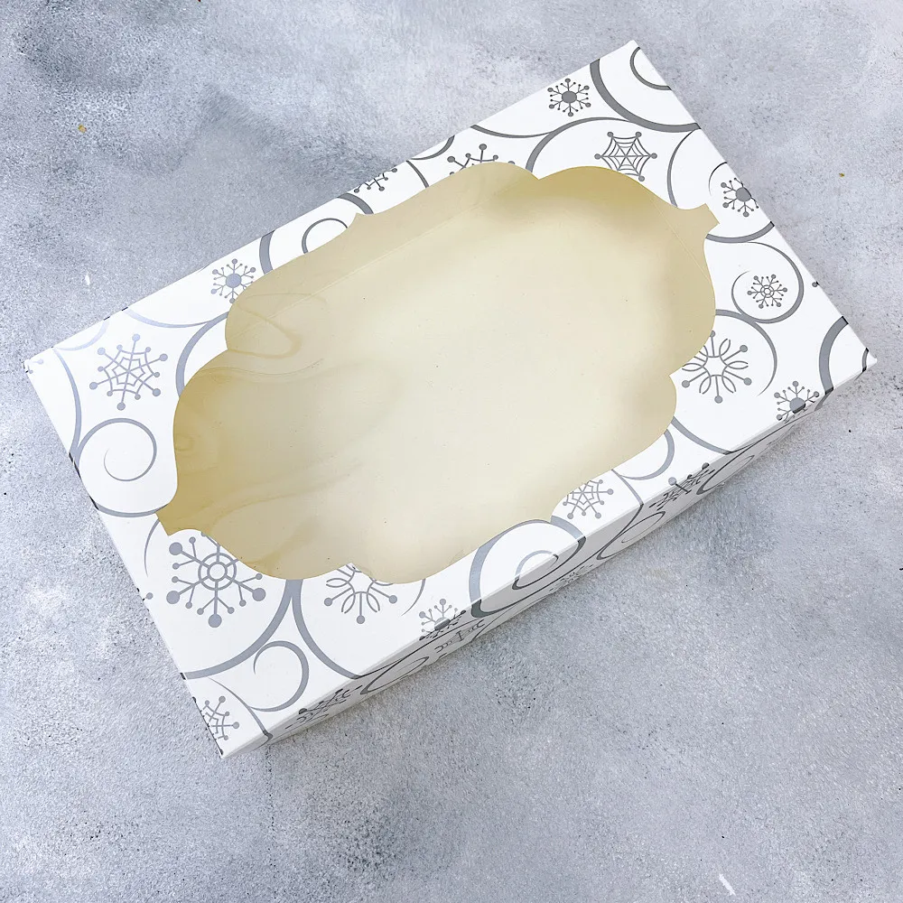 Коробка для зефира Снежинки с окном 25х15х6 см