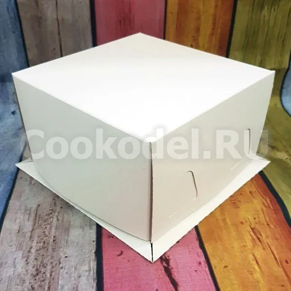 Коробка для торта с бортиком без окна, 21х21х10 см
