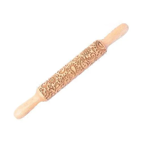 AL Узорная скалка "Цветочки с дамасским узором"