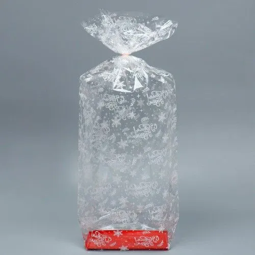 Пакет подарочный с жестким дном "Новогодние подарки", 11х17х60 см