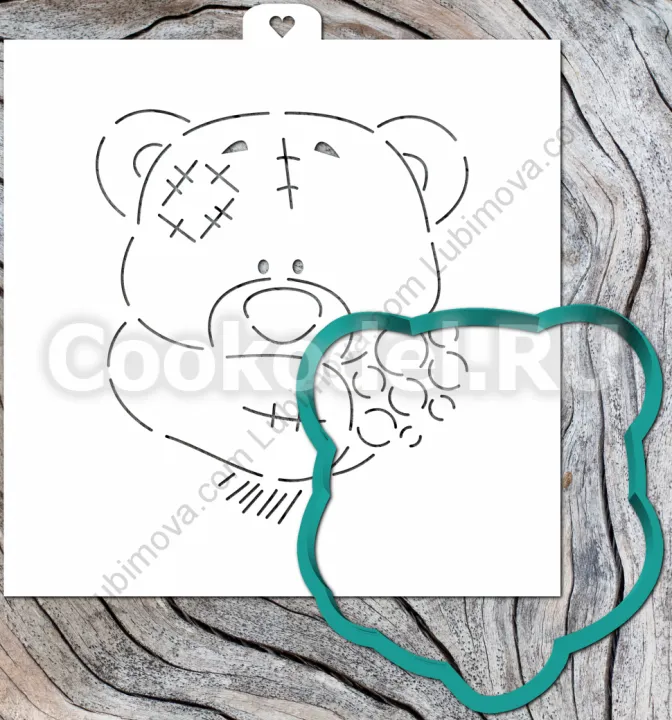 AL Форма+трафарет Мишка Тедди с букетом 2