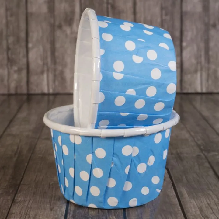 Форма/капсула бумажная "Маффин голубой/белый горох" (10шт) 50х40 мм