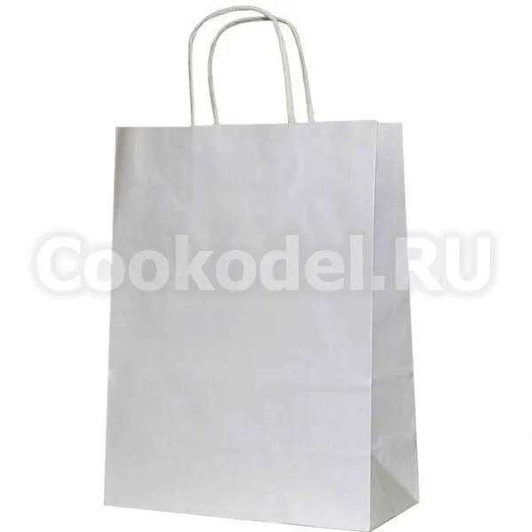 Крафт пакет с ручками белый 10 шт, 220х120х250 мм