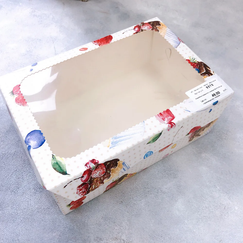 Коробка для зефира Сладости с окном, 25х17х10 см