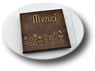 Форма для шоколада "Плитка Мерси цветы", (пластик)