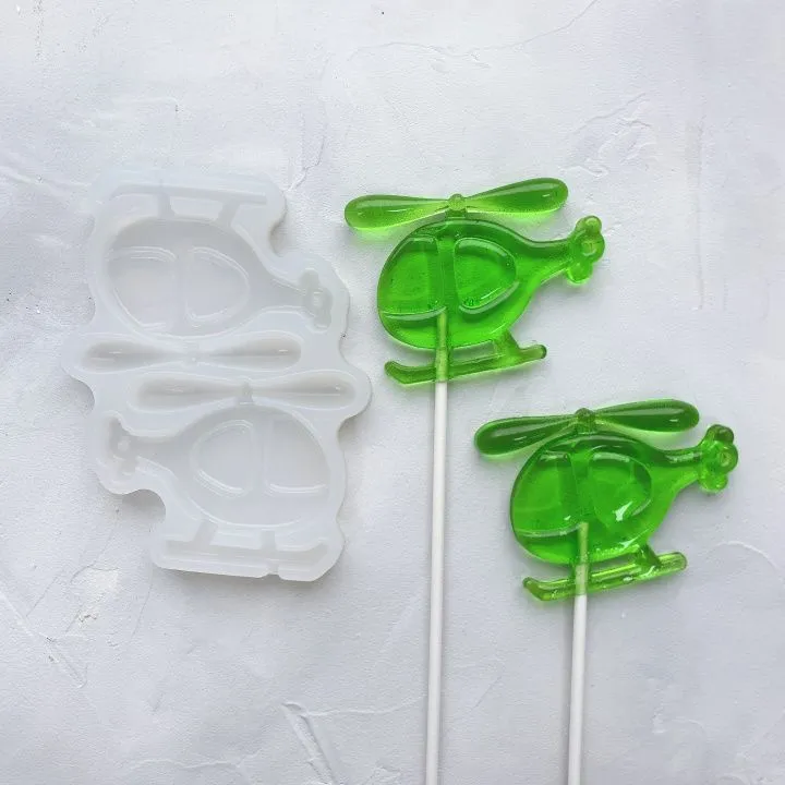 Силиконовая форма для леденцов "Вертолетик №336" (2 ячейки)