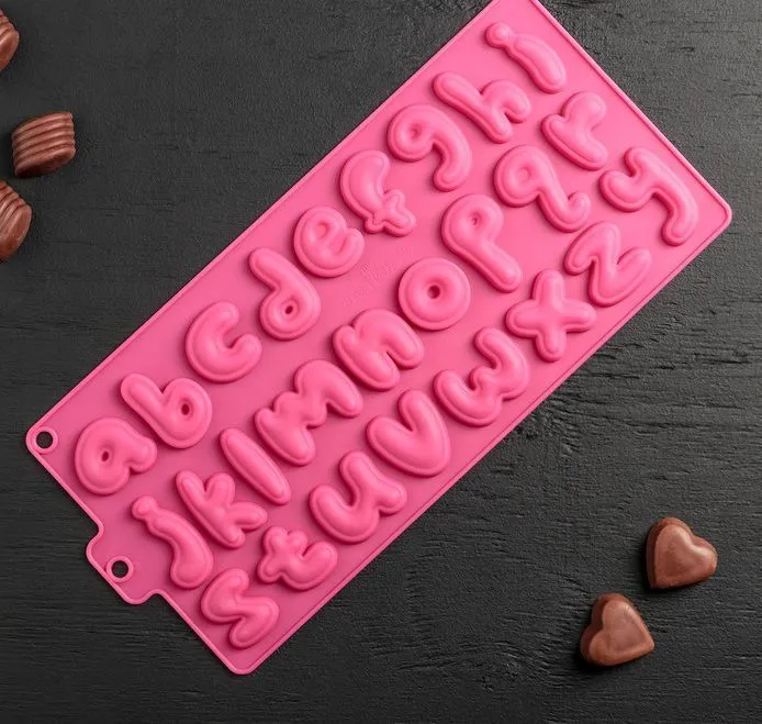 Форма силиконовая для шоколада "Английский алфавит", 26 ячеек