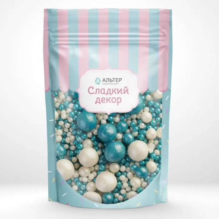 Воздушный рис Альтер в шоколадной глазури Бирюза/серебро №149, 100 гр