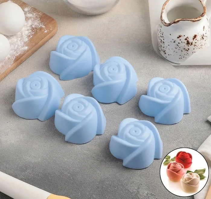 Набор форм для выпечки «Розочки», 7×4 см, 6 шт