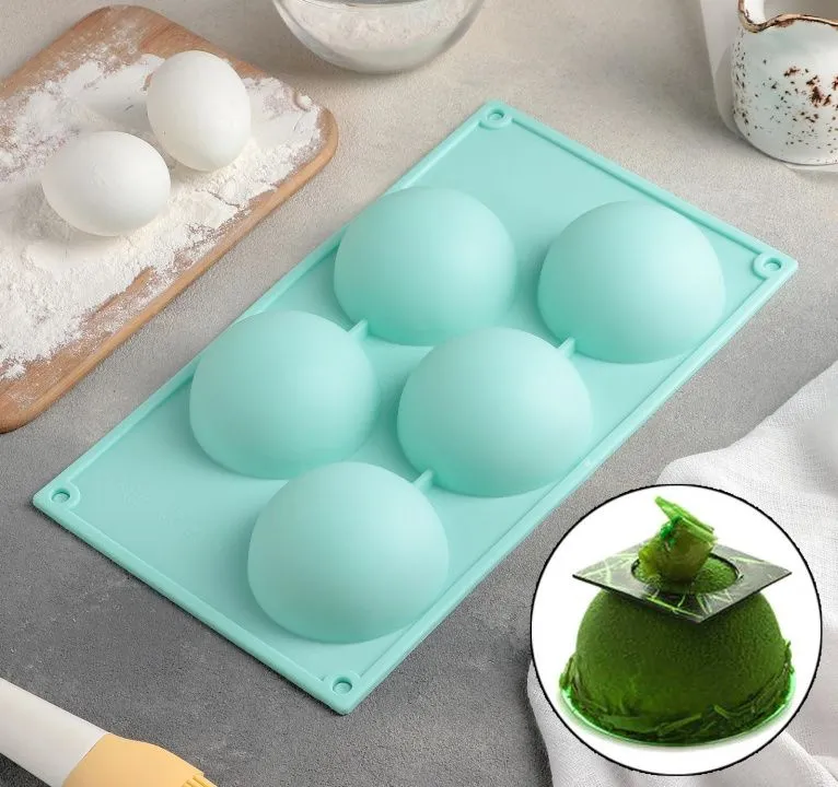 Форма силиконовая Полусфера 5 ячеек, 29,5х17 см, d=8 см