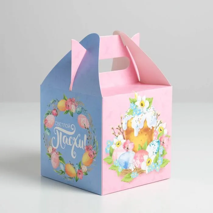 Коробка складная для кулича "Светлой Пасхи", 14х14х14 см