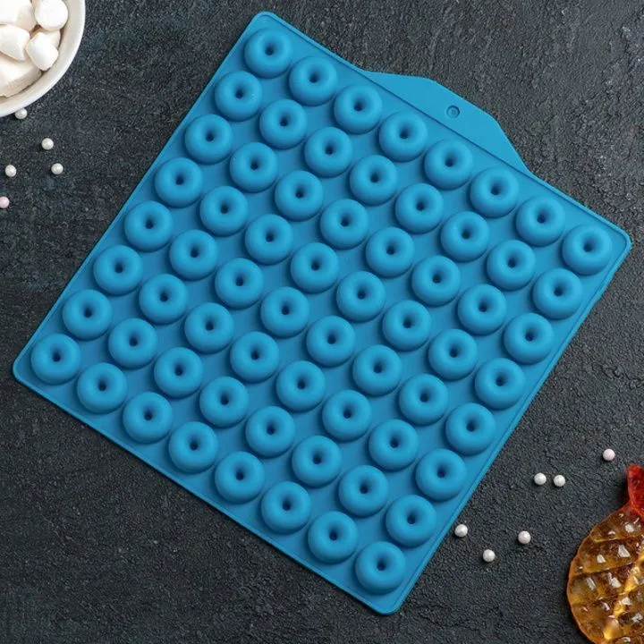 Форма силиконовая для шоколада/мармелада "Пончики",  64 ячейки