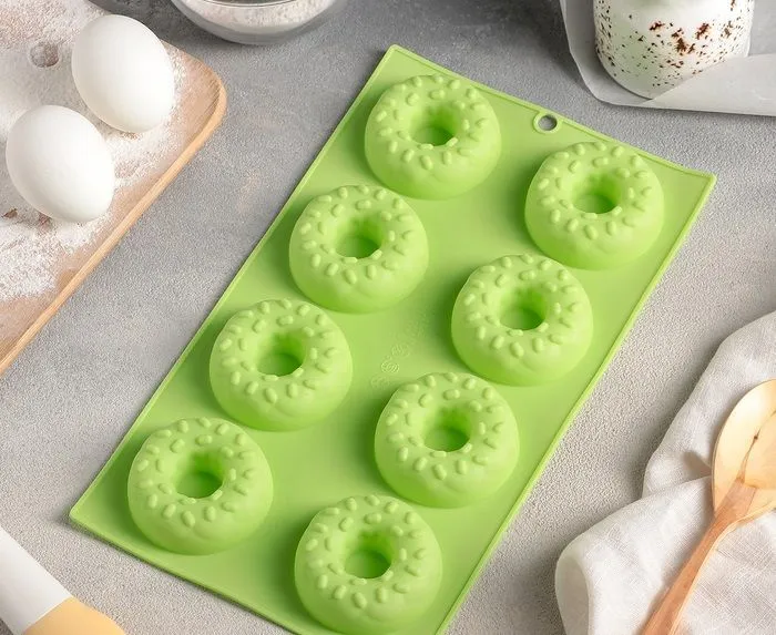 Форма для выпечки и муссовых десертов "Сладости. Пончик с кунжутом" 8 ячеек