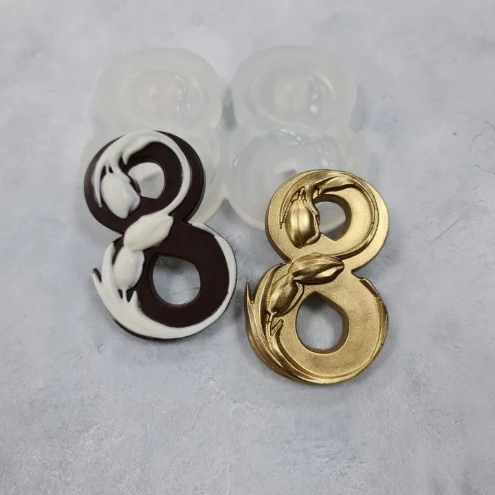 Силиконовая форма №538 "8-ка с тюльпаном"