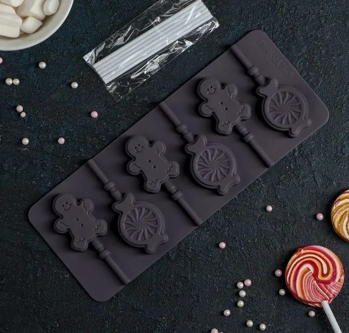 Силиконовая форма "Человечек, карамель", 23х9,5 см, 6 ячеек