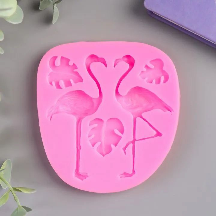 Силиконовая форма молд Фламинго и пальмовые листья 5 предметов
