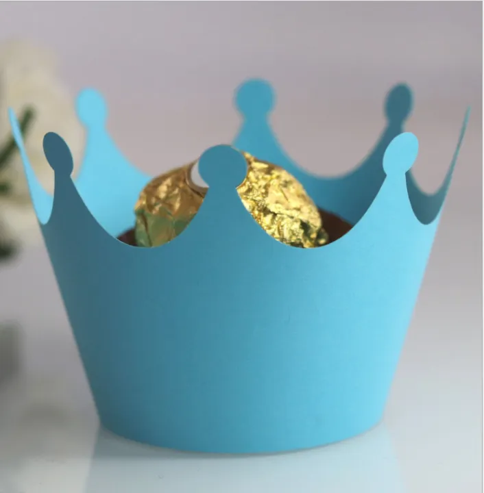 Манжетка для капкейка "Корона Голубая" 25 шт.