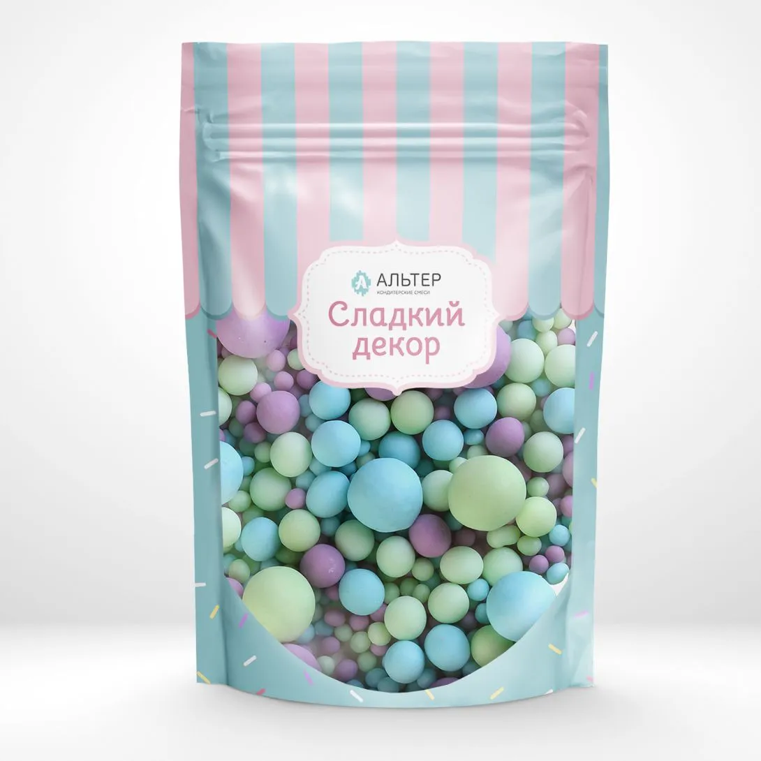 Воздушный рис Альтер в шоколадной глазури Сирень/Голубой/Изумруд матовый №091М, 100 гр