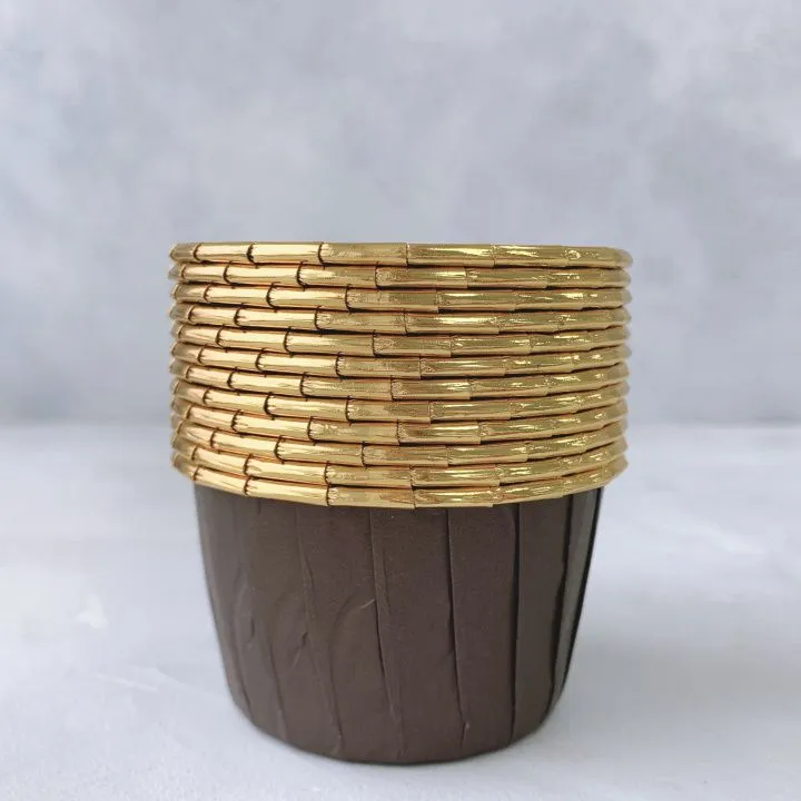 Форма/капсула бумажная "Маффин Коричневый золотой кант" (10шт) 50х40 мм