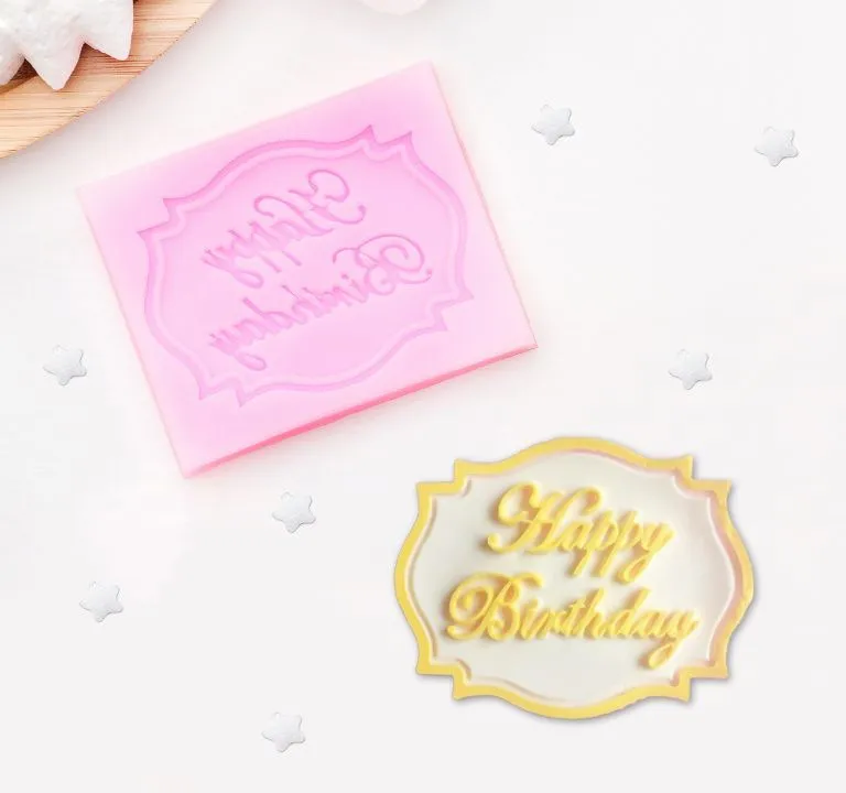 Силиконовая форма молд Табличка Happy Birthday 6,5х5,5 см