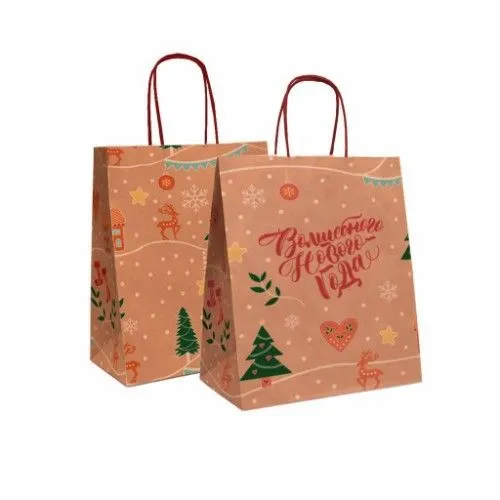 Крафт пакет "Волшебного Нового года" 10 шт, 240х140х280 мм