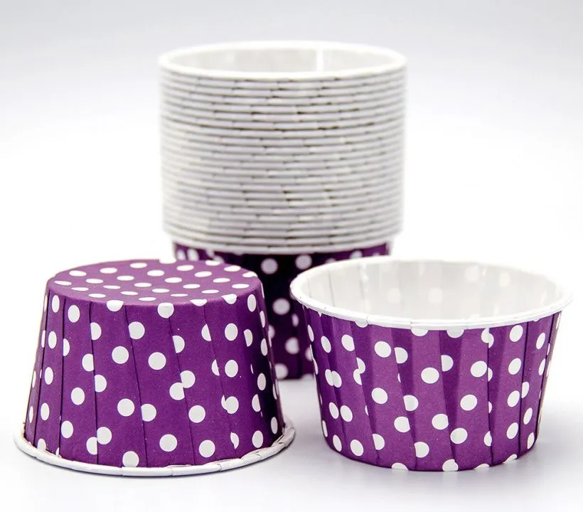 Форма/капсула бумажная "Маффин фиолетовый/белый горох" (10шт) 50х40 мм