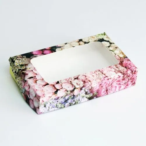 Коробка складная с окном "Цветы", 20х12х4 см