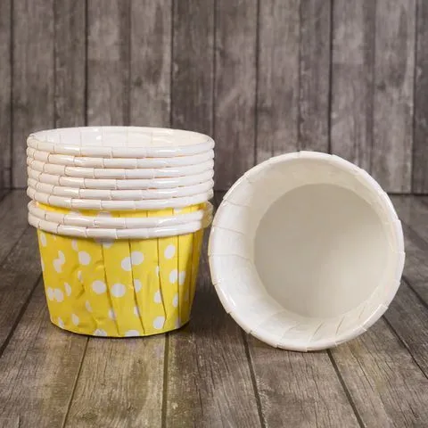 Форма/капсула бумажная "Маффин желтый/белый горох" (10шт) 50х40 мм