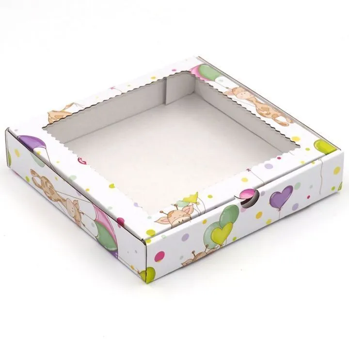 Коробка для пряников Счастье в доме с окном 15х15х3 см микрогофрокартон