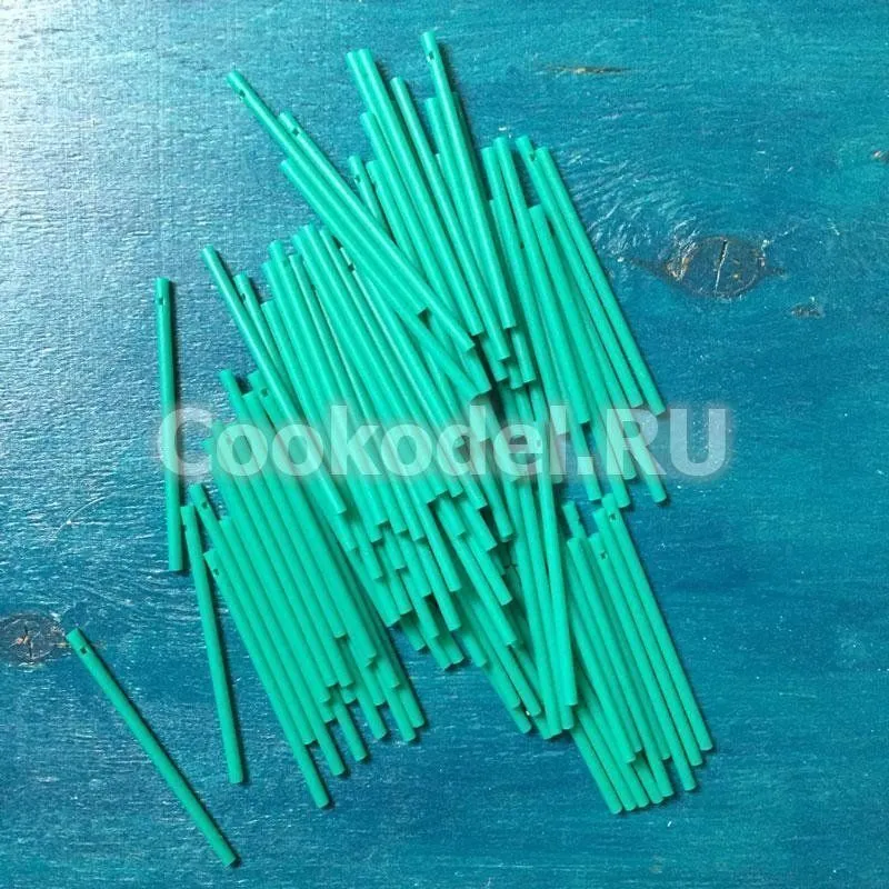 Палочки для леденцов\кейкпопсов, пластик, зеленые (8,2 см/100 шт)