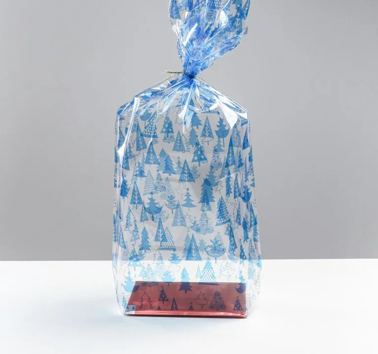 Пакет подарочный с жестким дном "Подарочный Новогодние Елочки", 11х17х55